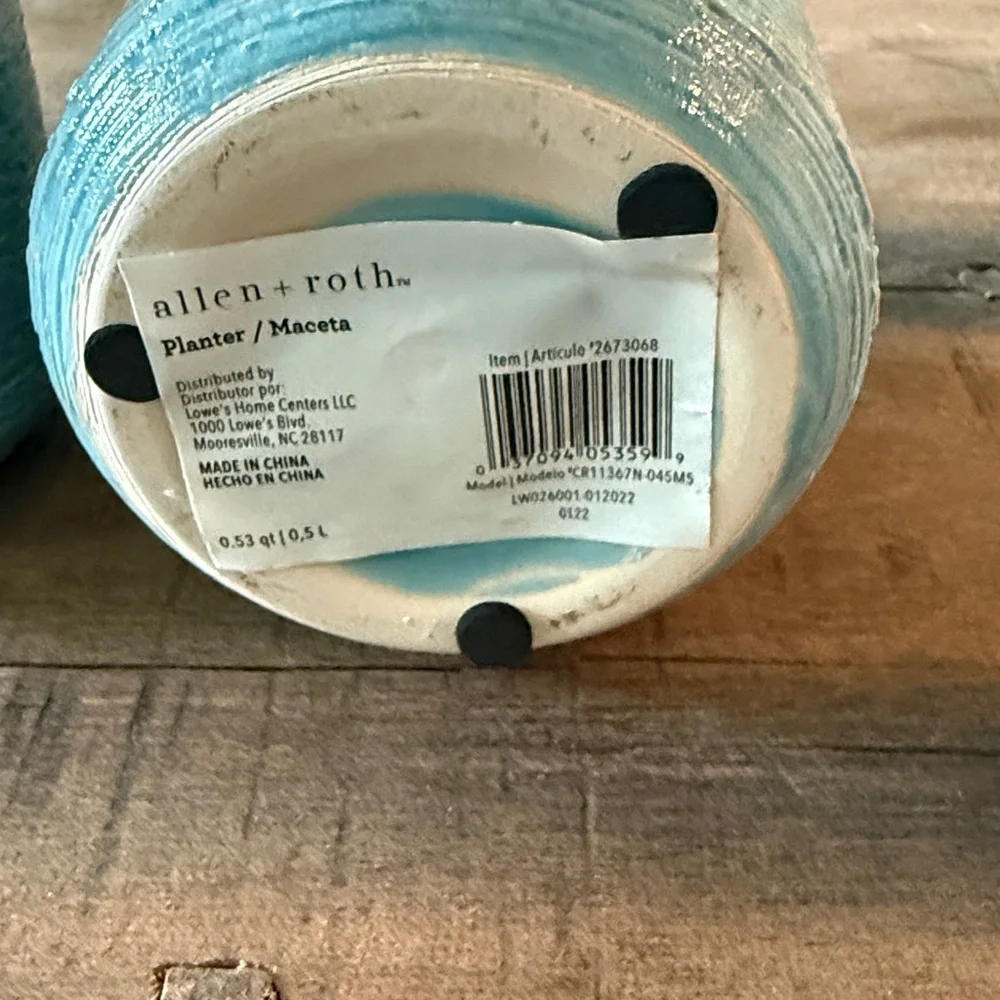 Aqua Textured Ceramic Planter - Set of 2